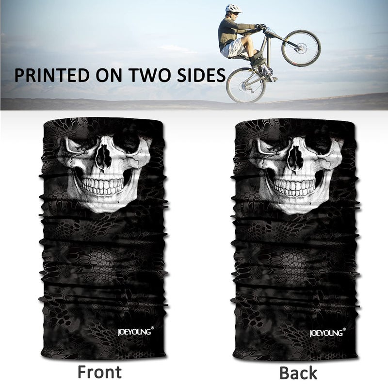 JOEYOUNG Skull Face Mask UV Sun Dust Neck Gaiter Bandana Headwear Motorcycle - Image 4